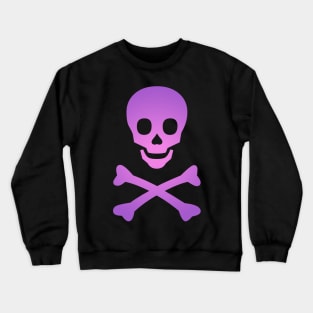 Skull and Crossbones Pirate Flag Purple Pink Gradient Crewneck Sweatshirt